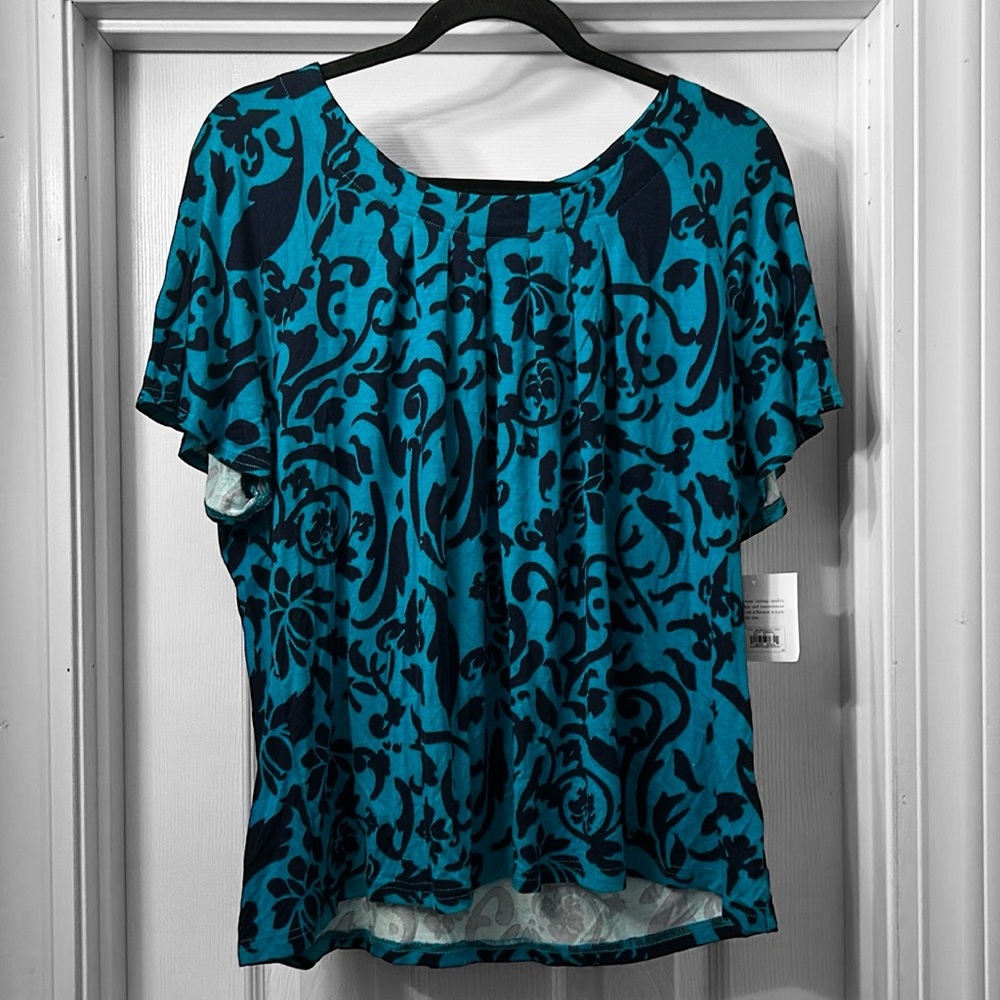 New! Croft & Barrow® Paisley Pleated-neck Classic Seperate Top